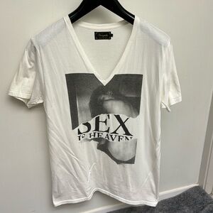 Rare vintage Japan Vanquish Sex is Heaven v neck t shirt L